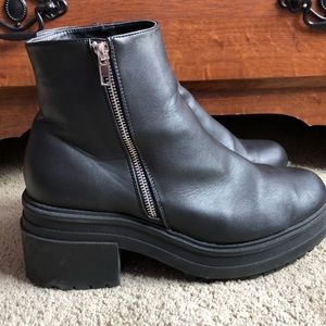 Black Chunky Heel Booties
